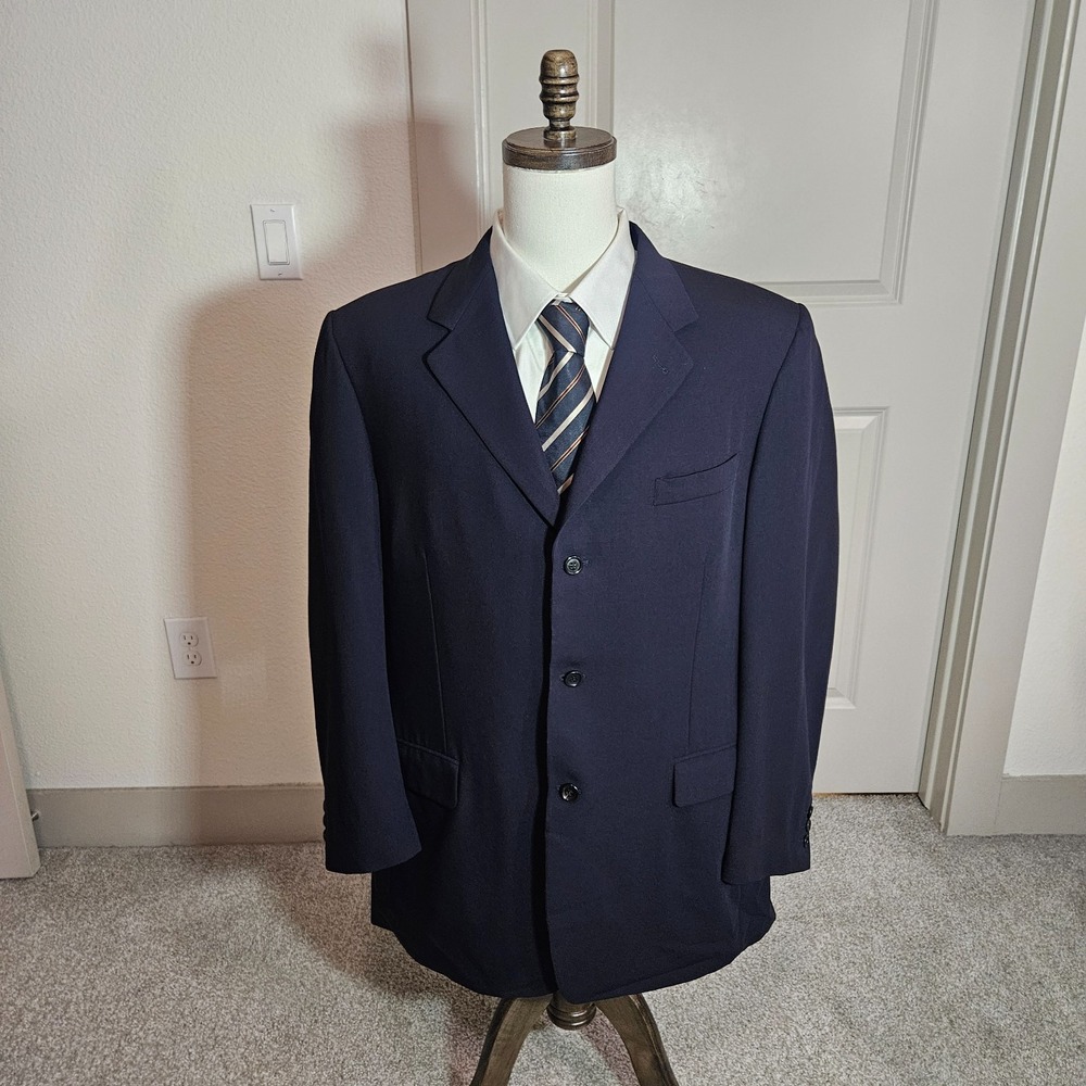 Canali Proposta 44L UK 54L 100% Wool Suit Blazer Jacket Men Dark Navy - Flaw